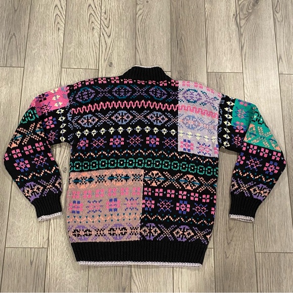 Vintage Northern Isles HandKnitted Cardigan Women’s Size S Rainbow Retro Sweater - Picture 9 of 16